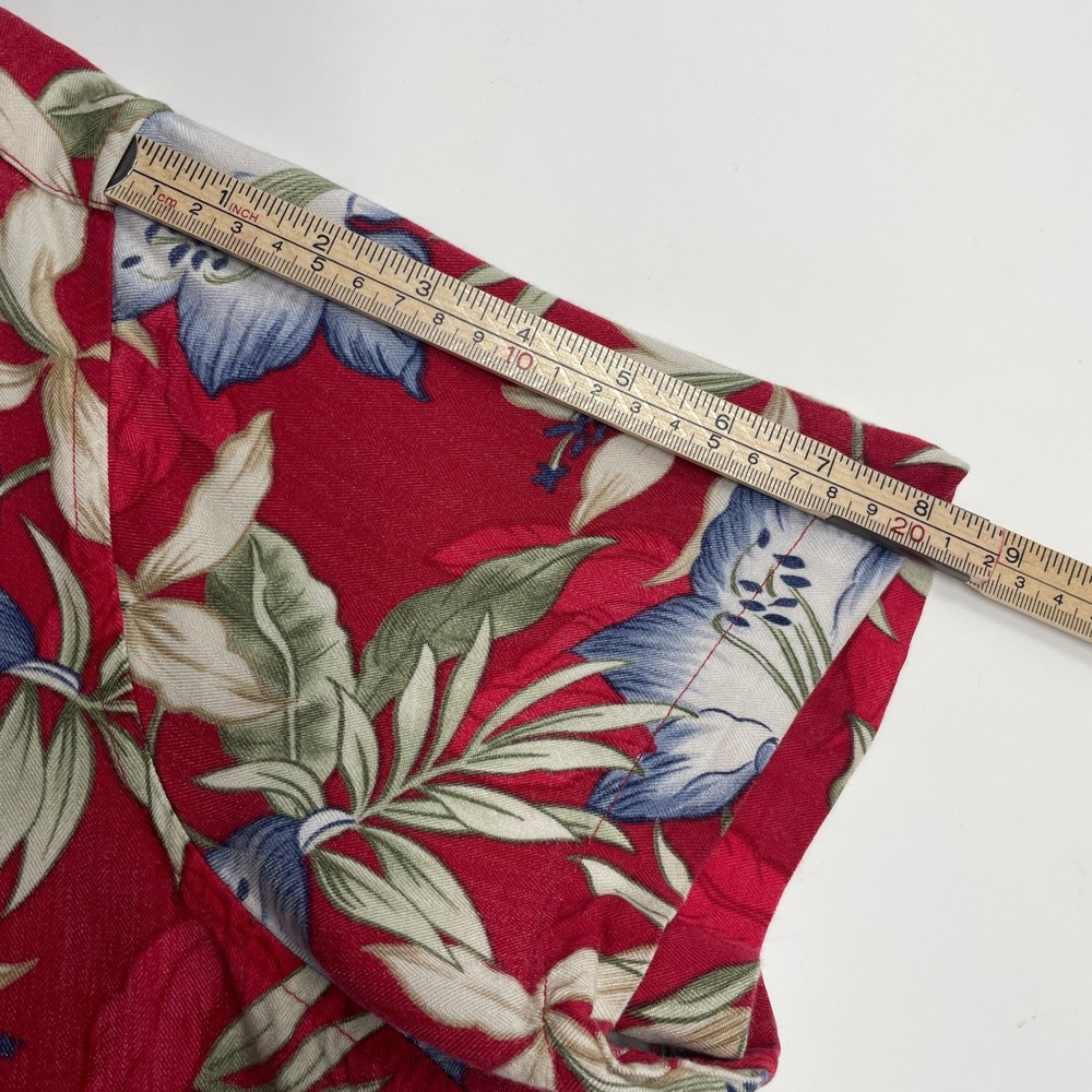 Vtg Havana Jacks Cafe XL Red Floral Hibiscus Rayon Hawaiian Camp Shirt Tropical - Picture 8 of 9